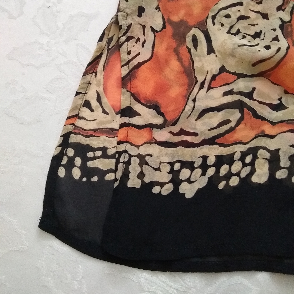 Silk Flower Border Collared Button Down Shirt - image 7